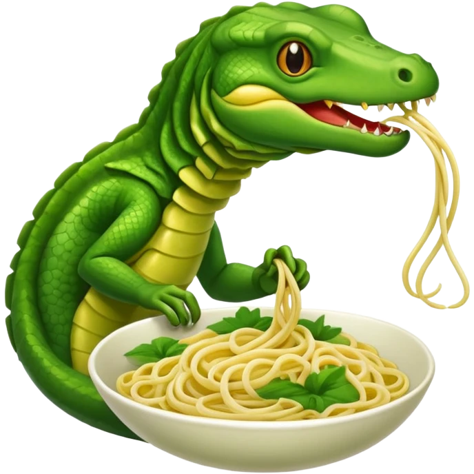 reptile eating noodle emoji