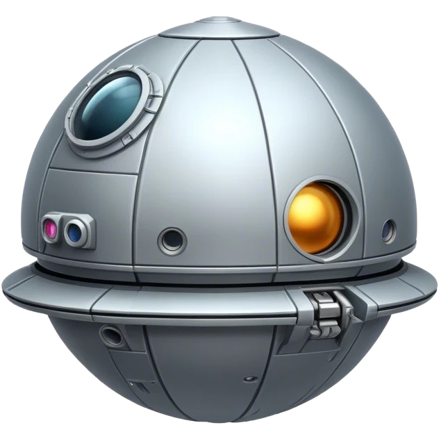 a realistic, spherical spaceship shaped like a ball, with a smooth surface and realistic details. Use a plain background. emoji