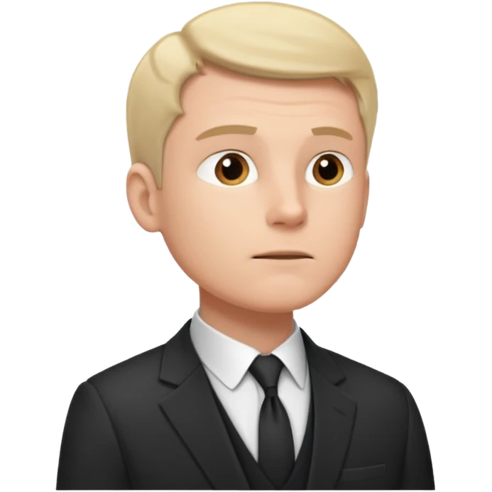 white man in formal suit thinking hard, looking up to left emoji