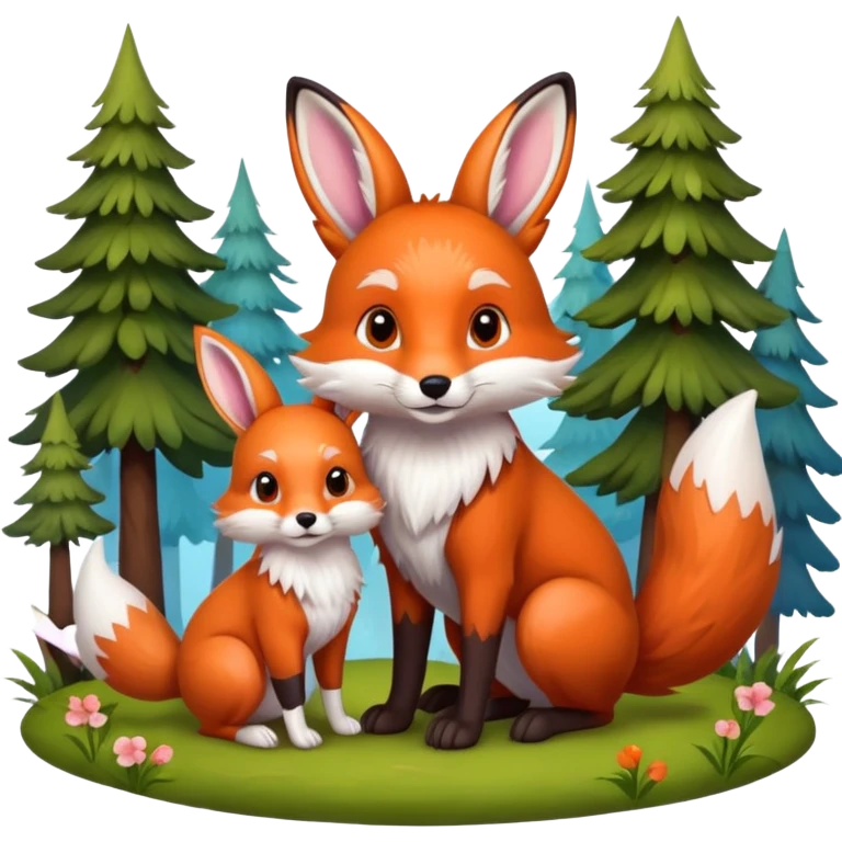 fox and rabbit emoji