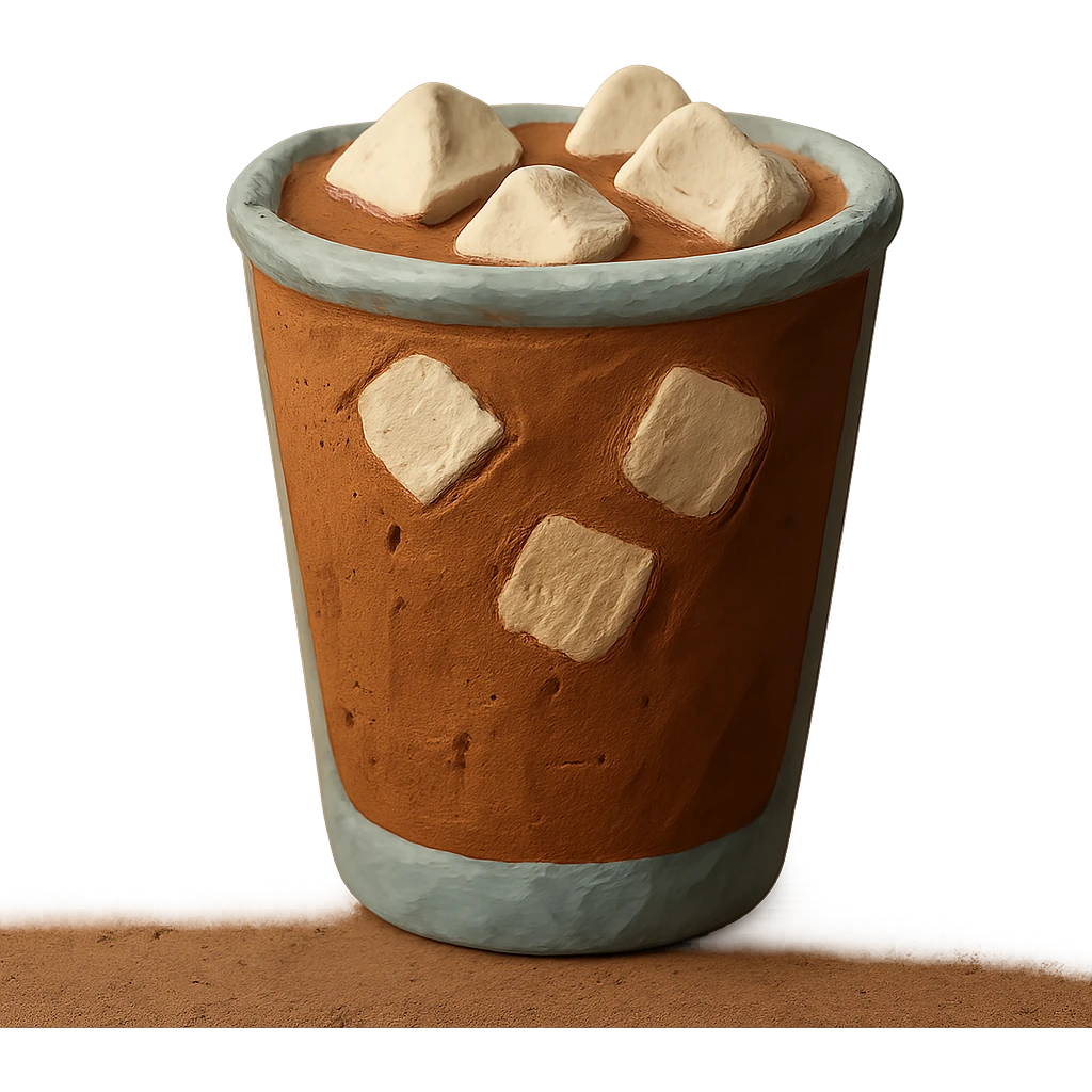 claymation style iced coffee in a glass with visible ice emoji