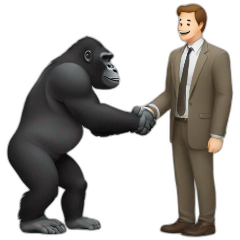 Gorilla handshakes a Man emoji