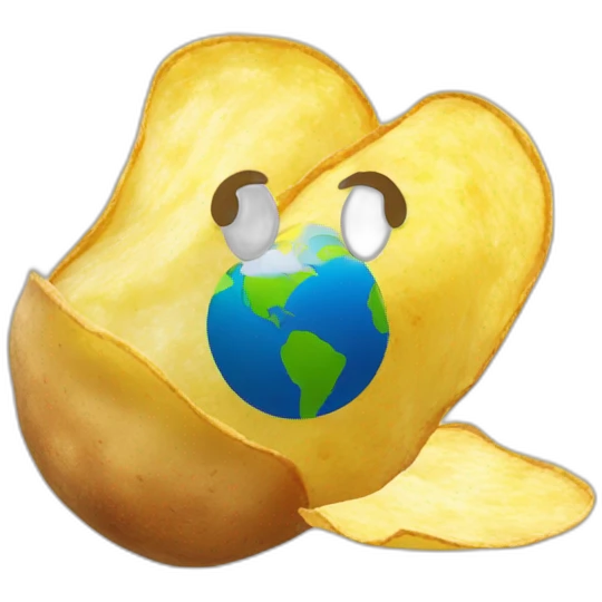 potato chips on the earth emoji