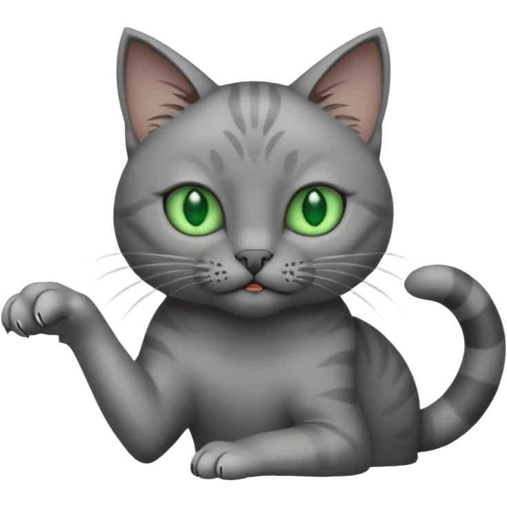 gray cat with green eyes with claws out emoji