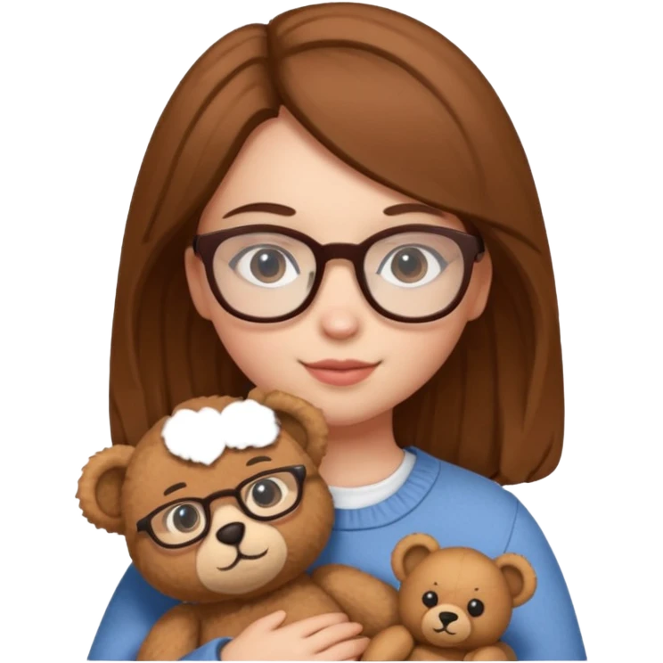  girl with single teddy bear she is wearing glasses emoji