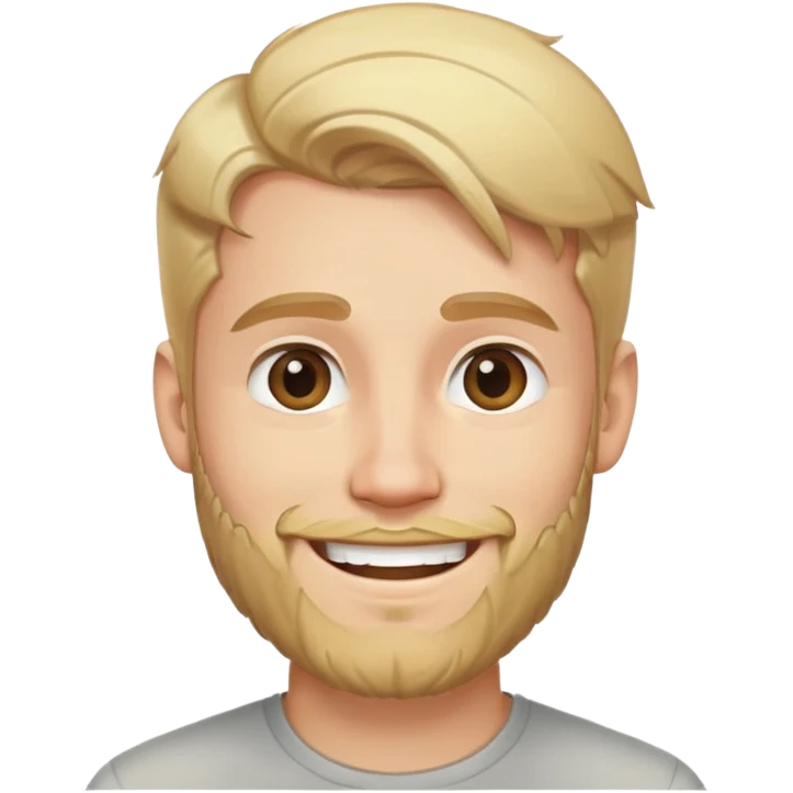 young man with blonde hair and medium beard smiling happily emoji