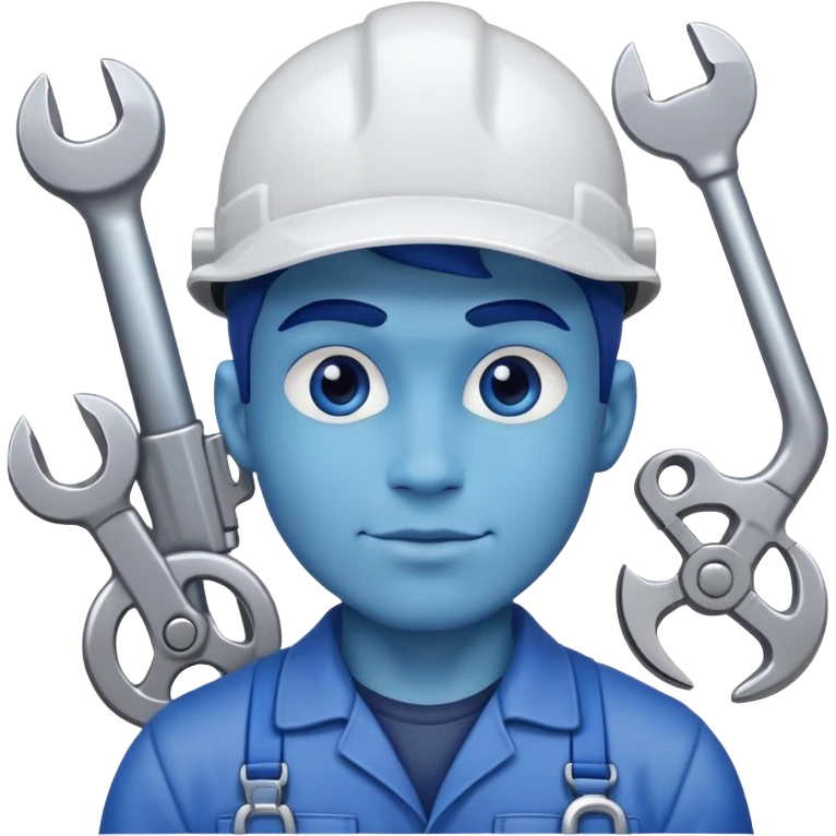 Male mechanic with blue emoji