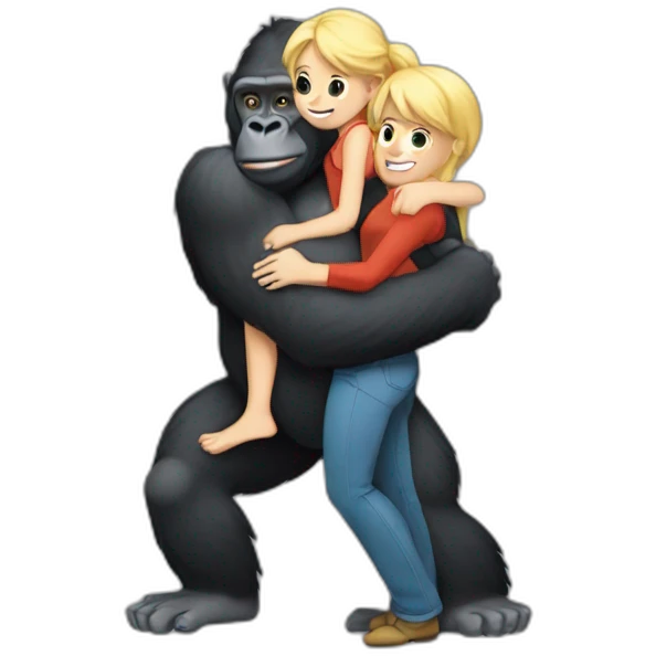 Gorilla carrying a blonde girl on his arms emoji
