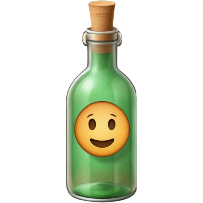 Message letter paper inside green Bottle emoji