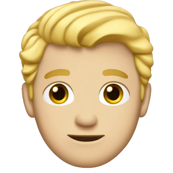 A man has blond hair with a cowlick haircut and a suit on. emoji