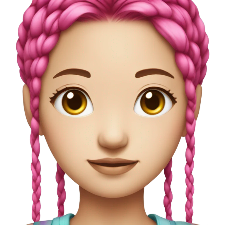 Korean beautiful young woman, hot pink split-dyed long hair with small breads emoji