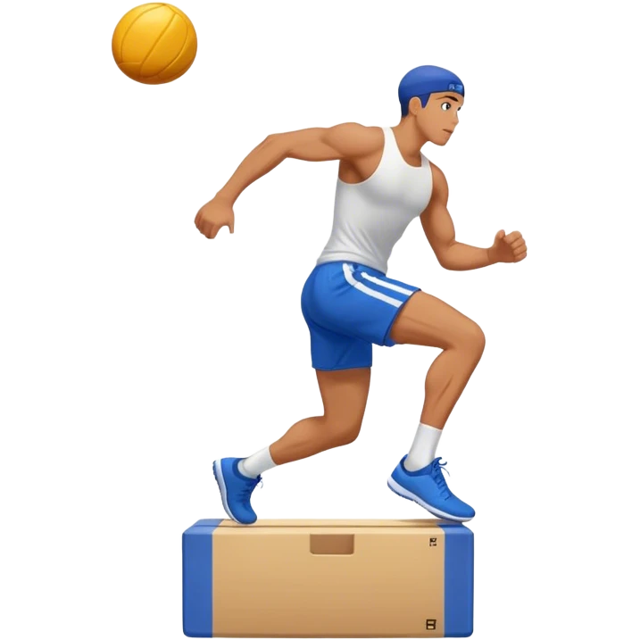 man in blue shorts box-jump exercise side-view emoji