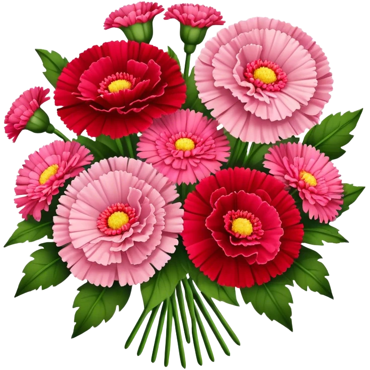 red Pink carnations and gerbers bouquet emoji