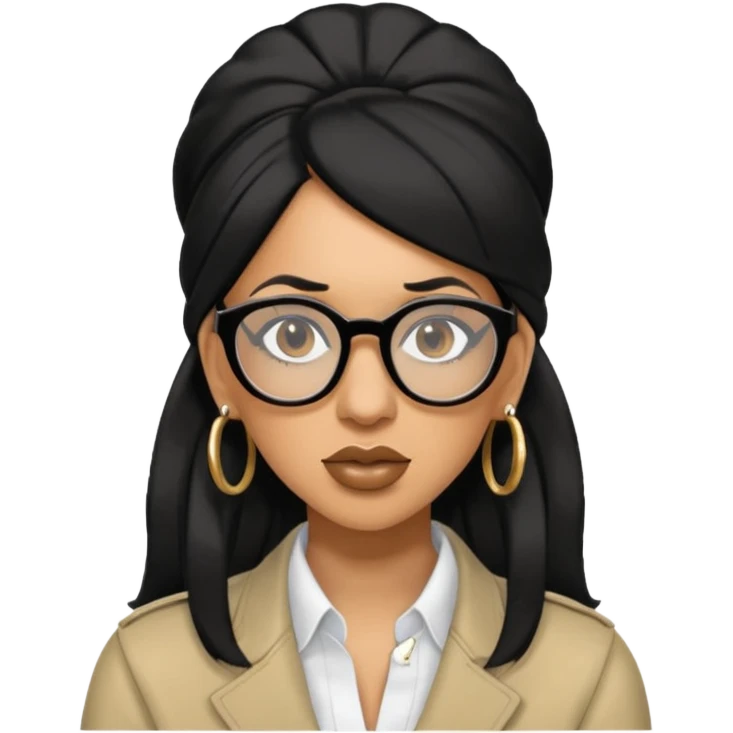 rapper Cardi B black hair wear glasses emoji