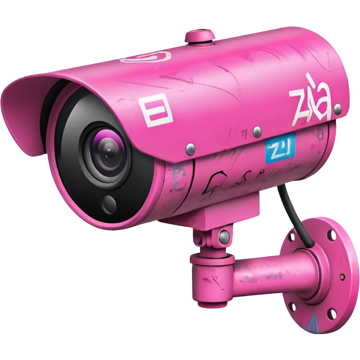 Security Camera pink with graffity emoji