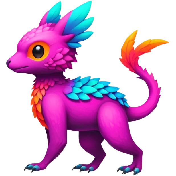 lush warm-colored colorful neon-colored Fakémon-Trico-creature (full body) emoji