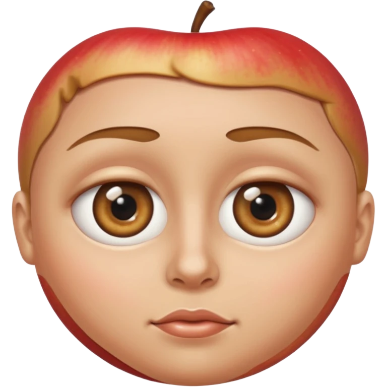 person with one big eye and one small eye, realistic eye shapes, apple emoji style emoji