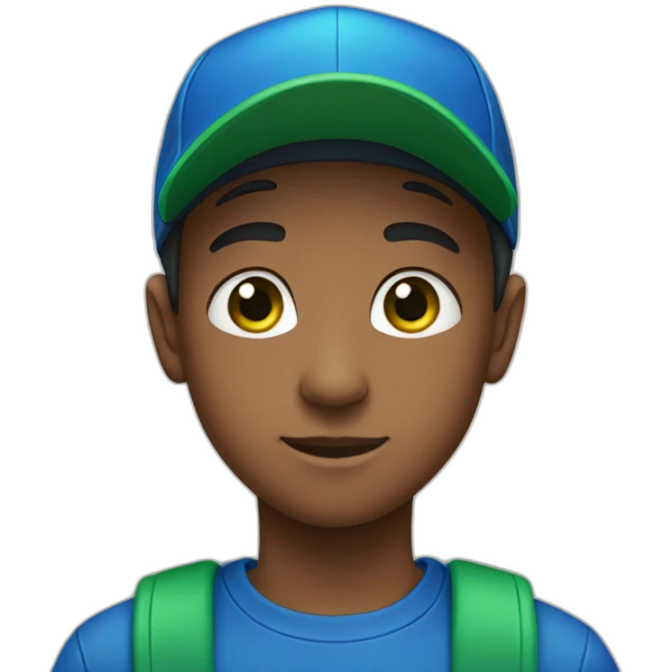 BOY WITH GREEN EYES & blue cap emoji