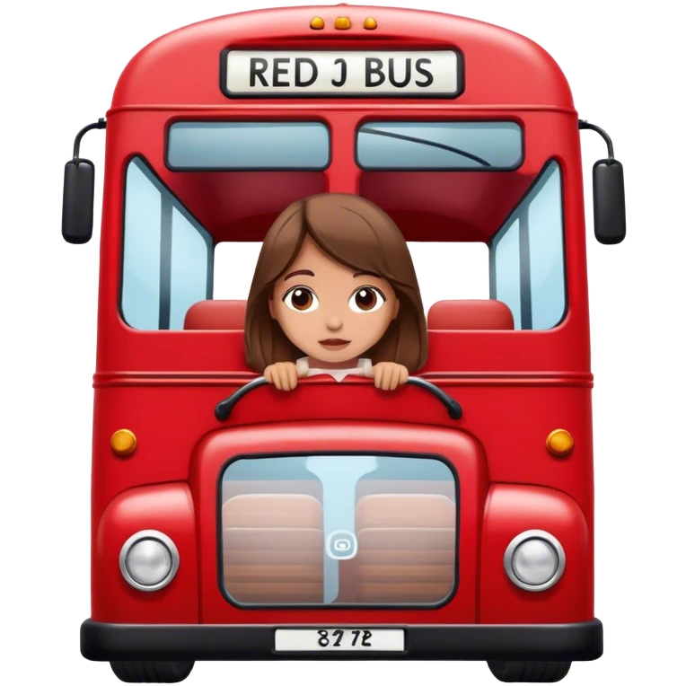  Little white girl with brown hair on a double-decker red bus emoji