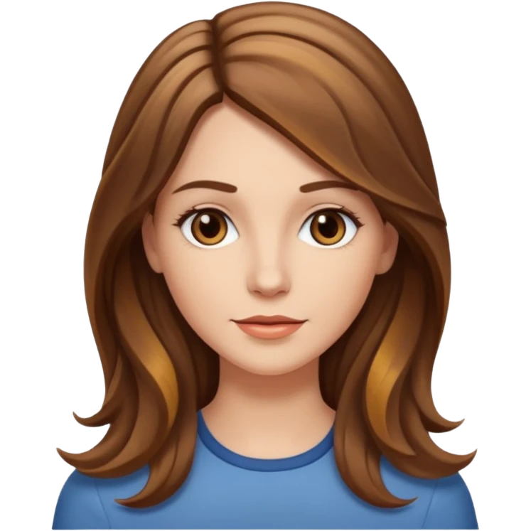 Mulher branca, cabelos longos liso com as pontas ondulado castanho com luzes  emoji