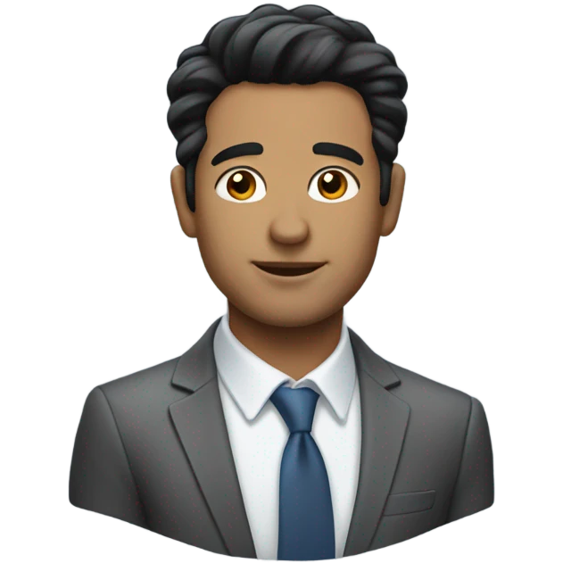 business man short straight black hair fluffy emoji