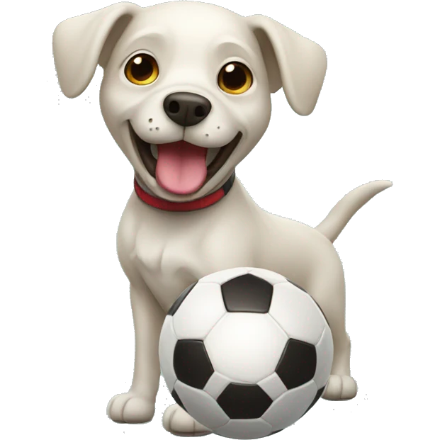 Dog playing soccer emoji