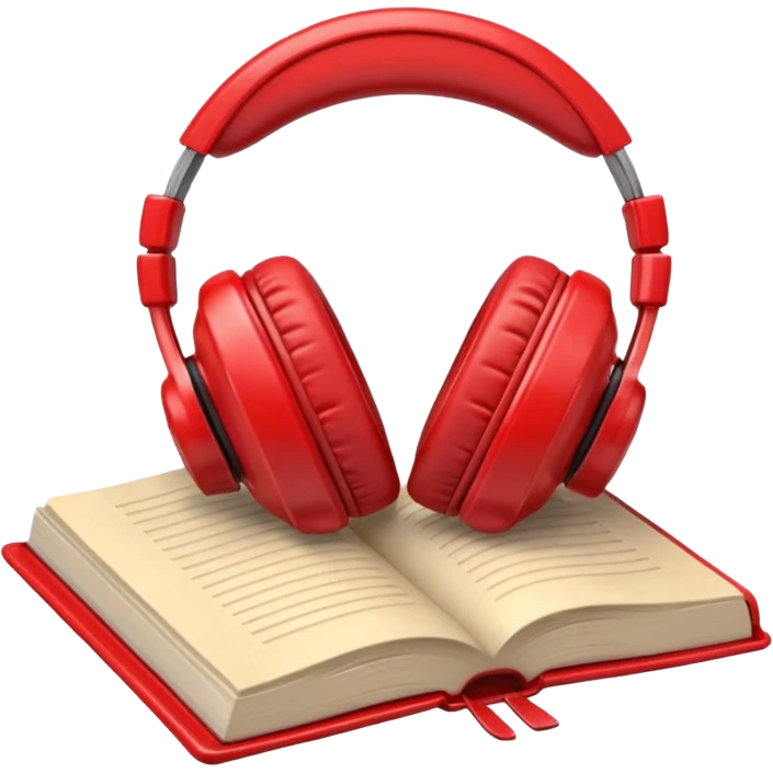 Red headphones laying on a closed red book emoji emoji