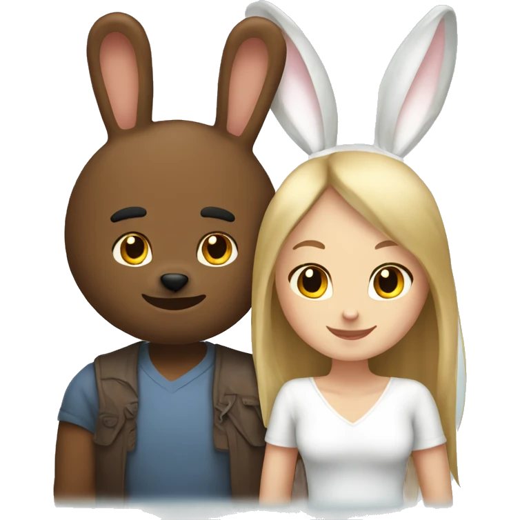 Brown male Bear and white girly bunny dating emoji