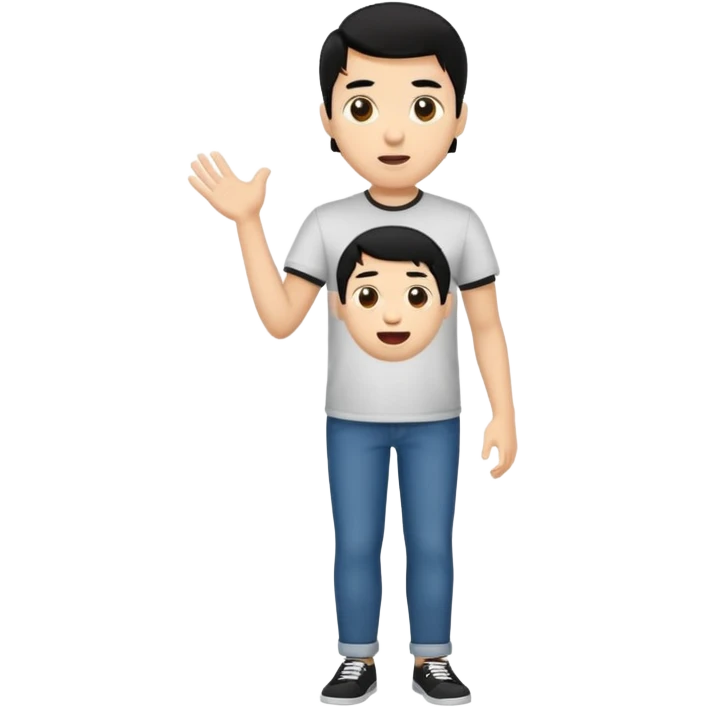 light skin black hair man surprised and happy full body emoji