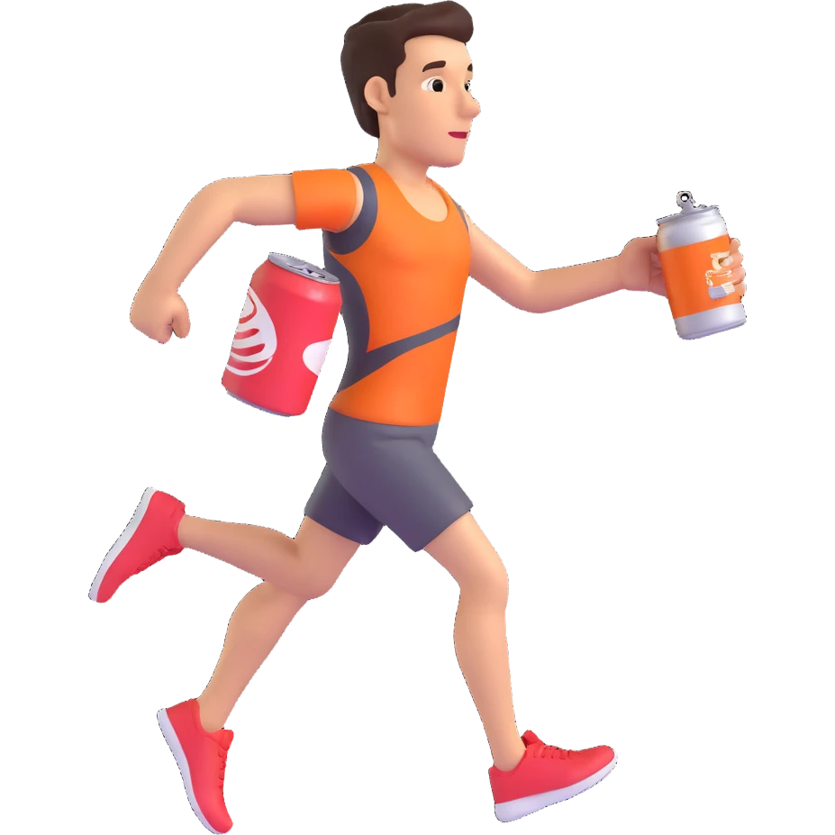 A male runner holding a can emoji