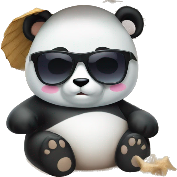 Panda sleeping at the beach with sunglasses emoji