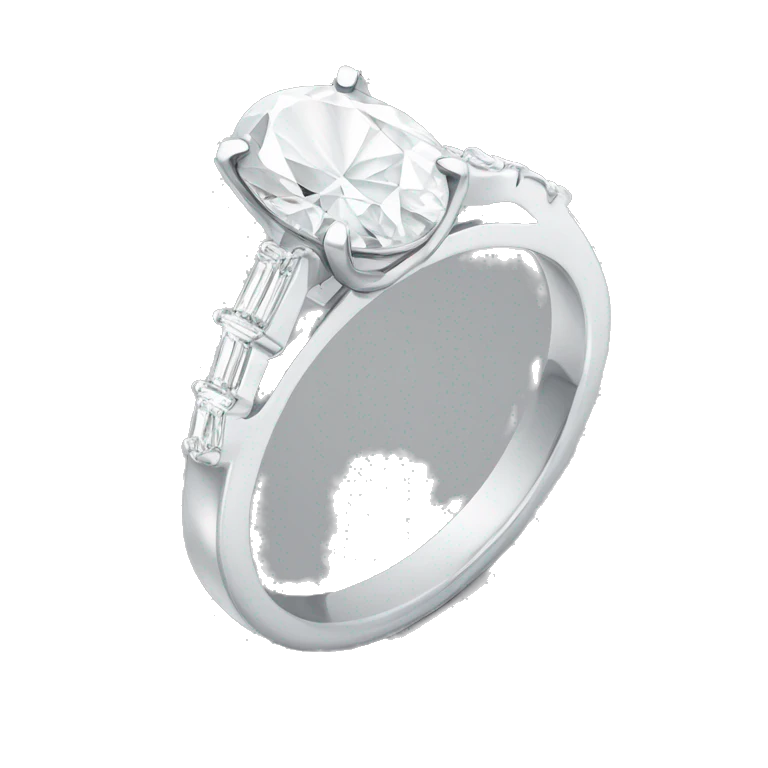 Oval diamond ring with silver band emoji