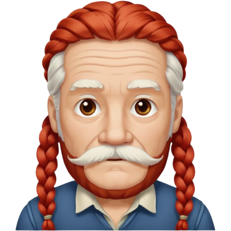 very old, white bearded and white mustached, red long haired, braided, earringed emoji