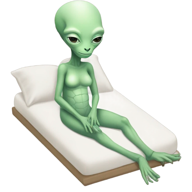 a Reptilian alien white woman, full body, sleeping emoji