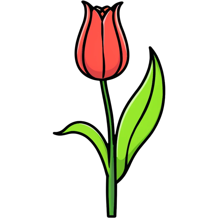 tulipán caricaturesco y brillante emoji