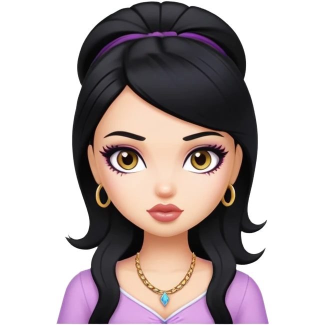 black hair, pretty bratz baddie emoji