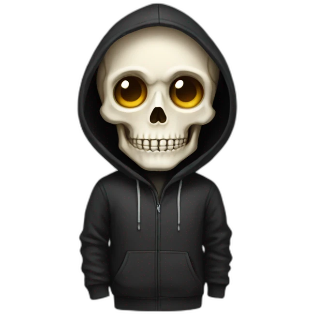 Skeleton programmer in black hoodie emoji