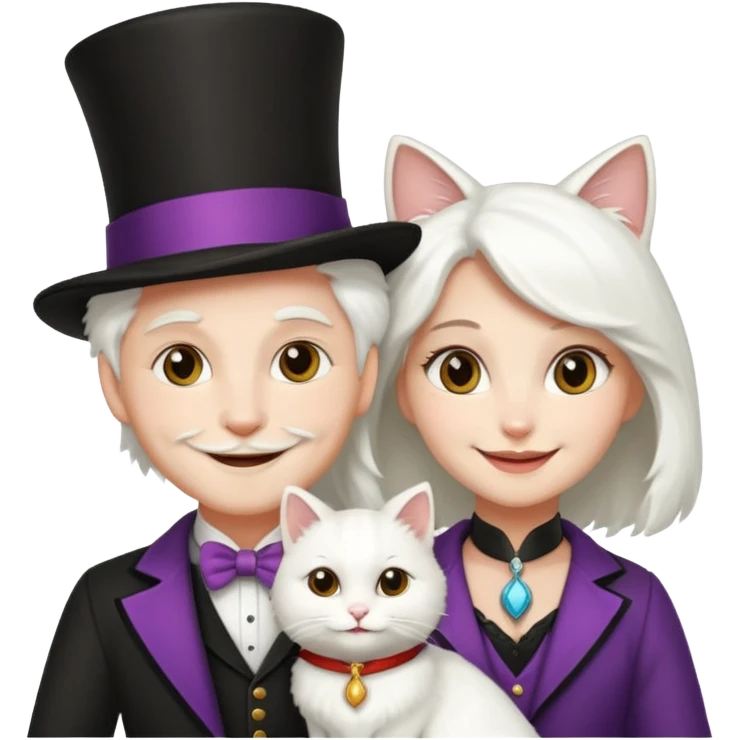 magician couple and their pet cat emoji