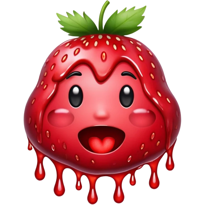 Black emoji covered in strawberry jam emoji