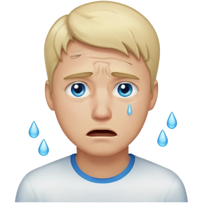 Blonde hair blue eye adult male crying emoji