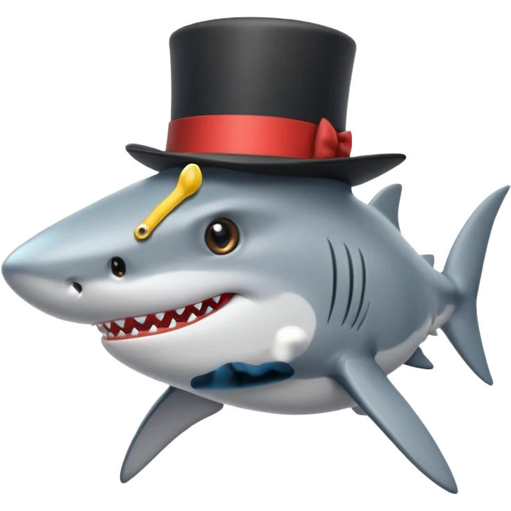 Shark with a top hat emoji