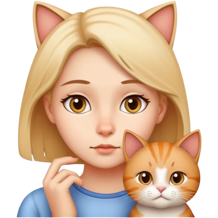 girl thinking of a cat  emoji