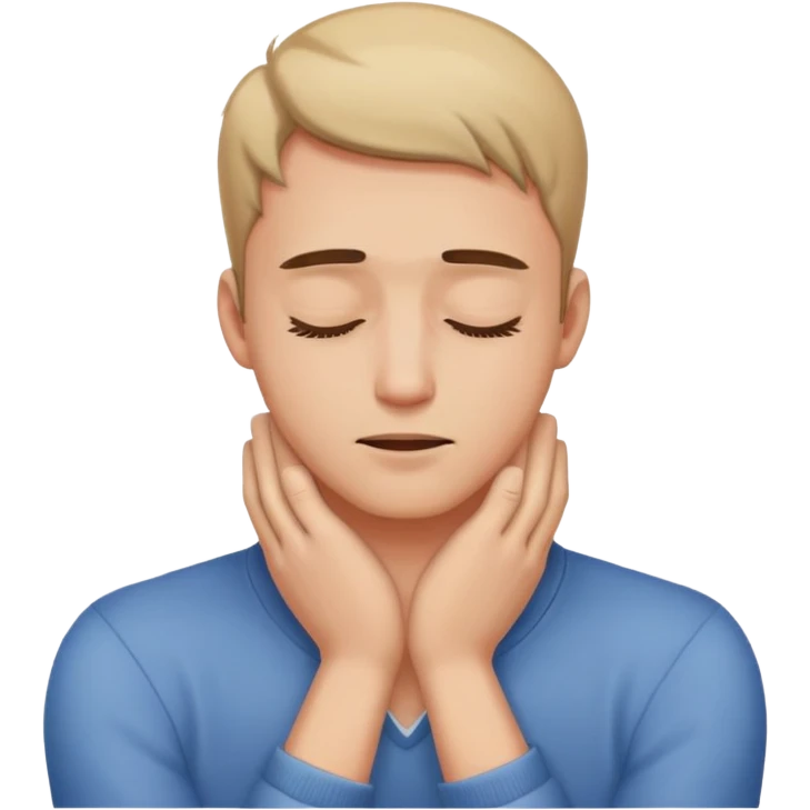 guy hold his hands on his neck with eyes closed emoji