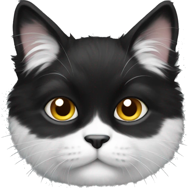 fluffy black and white cat emoji