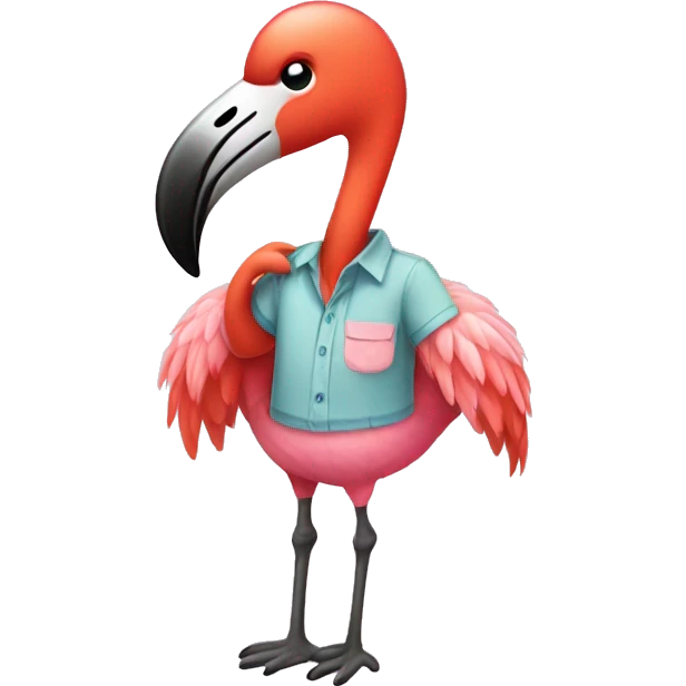 Flamingo wearing shirt emoji
