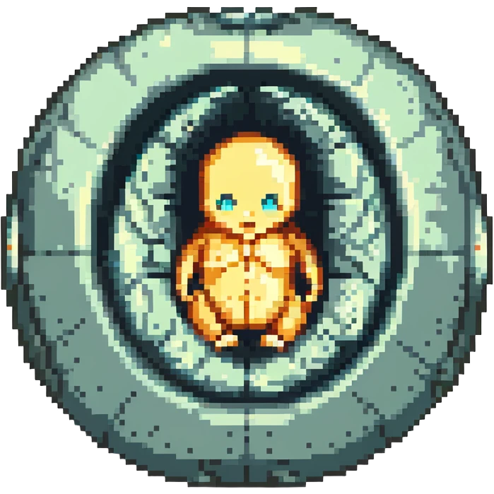 MRI embryo digital fetal small shape in otherworldly bubble, eerie, horror, pupa, crystalis, in-utero emoji