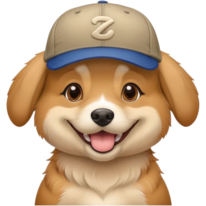 Pregnant dog wearing ballcap emoji