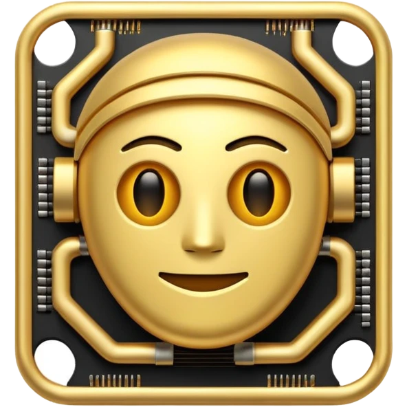 emoji artificial intelligence, computer chip with circuit pattern, glowing effects, elegant look emoji