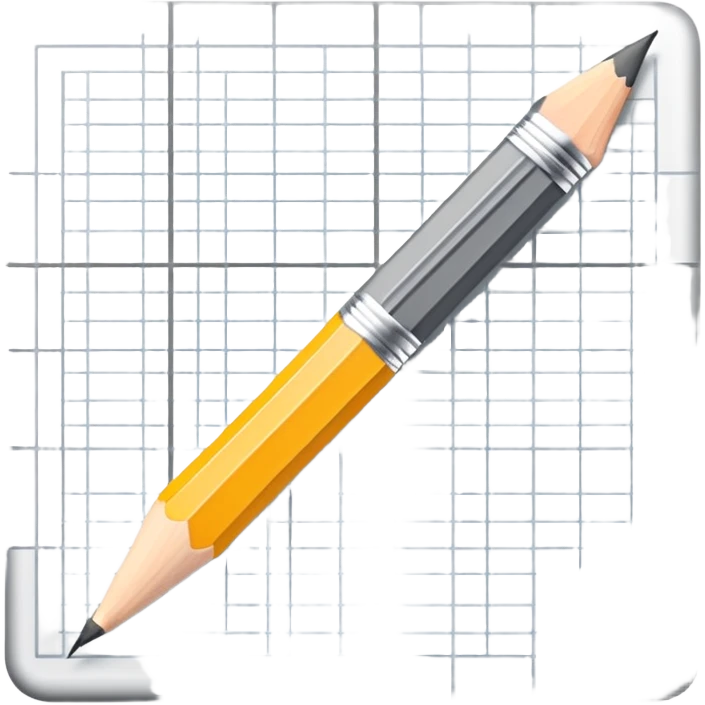pencil placed over a square grid, representing the sketching phase of a logo emoji