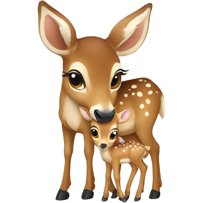 Mother deer kissing baby deer  emoji
